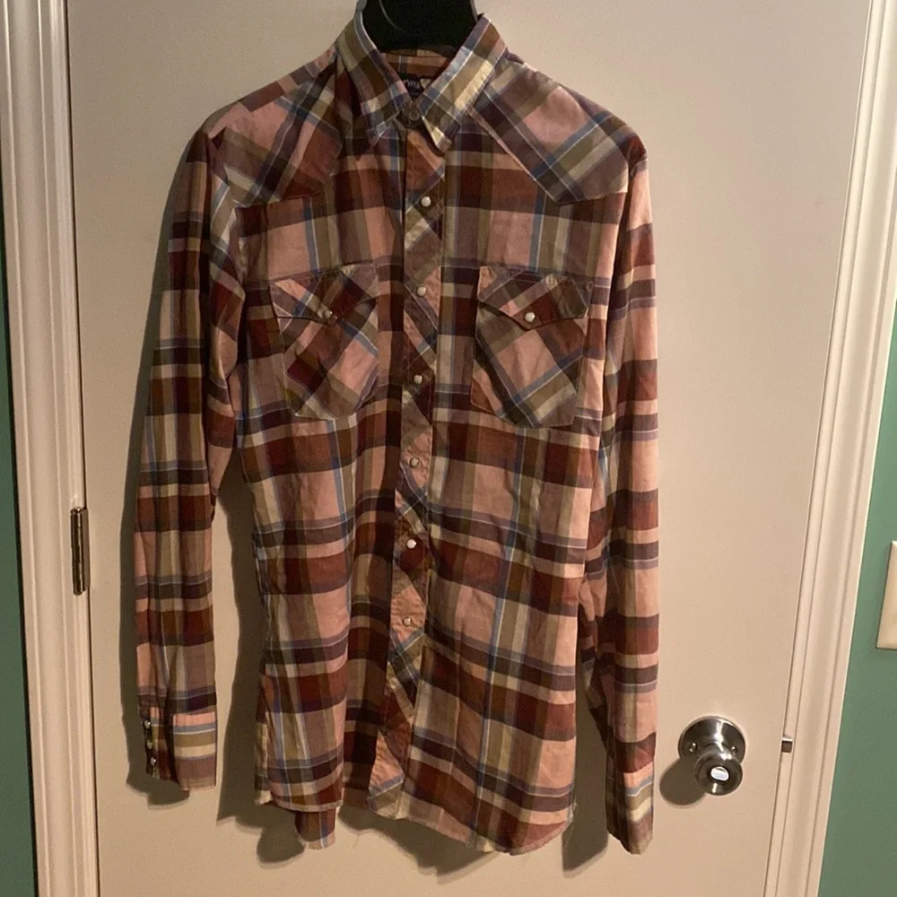 Wrangler Long Sleeve Pearl Snap Western Shirt L Made in the USA - Picture 11 of 12